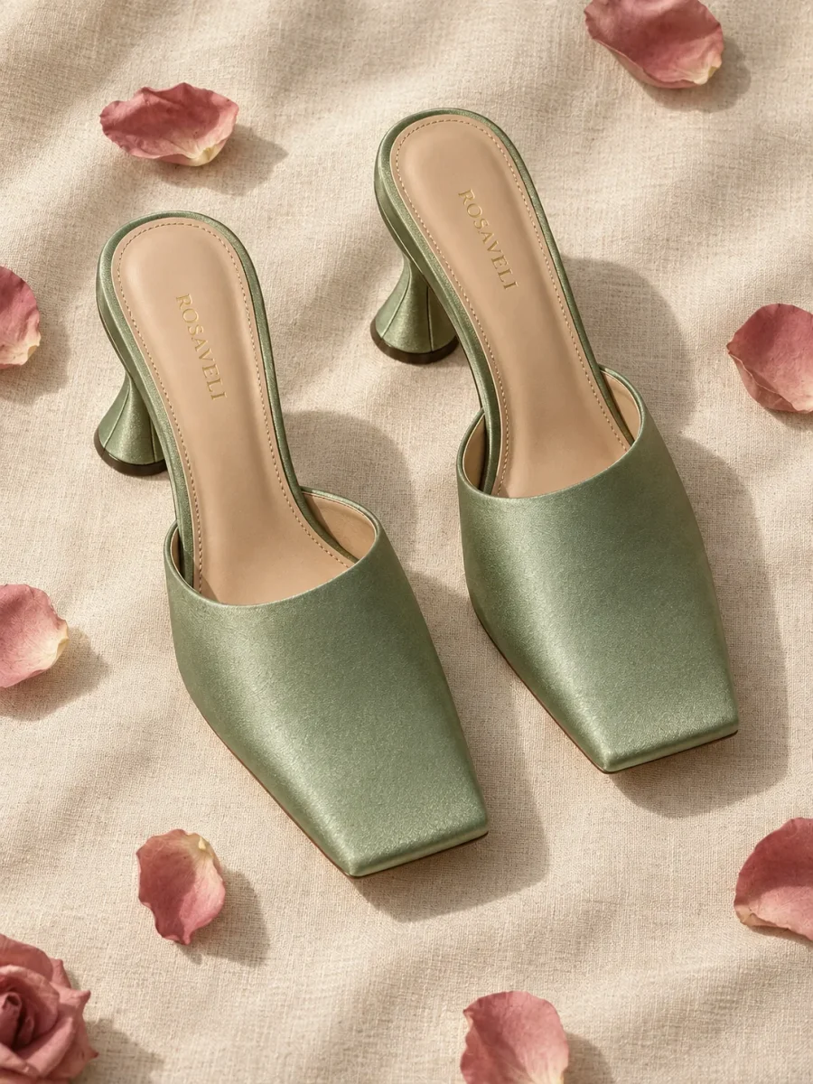 Arbor Satin Mule, top view of the insoles