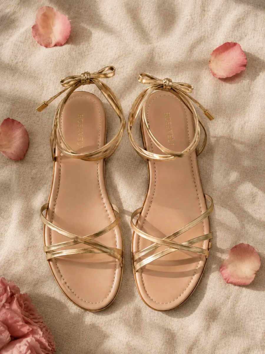 Brook Ankle-Wrap Sandal, top view of the insoles