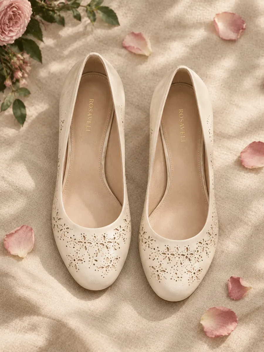 Clematis Perforated Pump, top view of the insoles