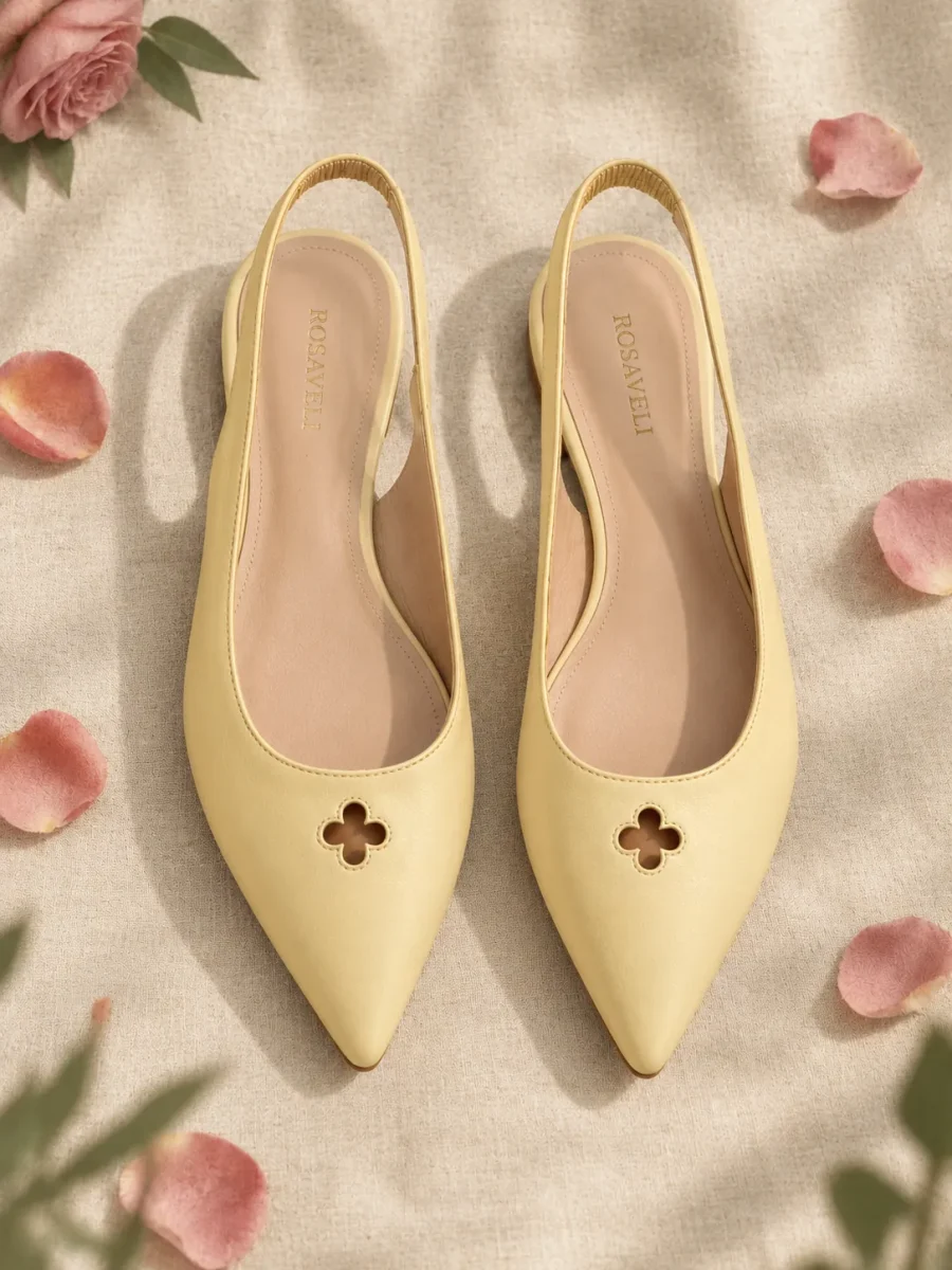 Clover Slingback Flat, top view of the insoles