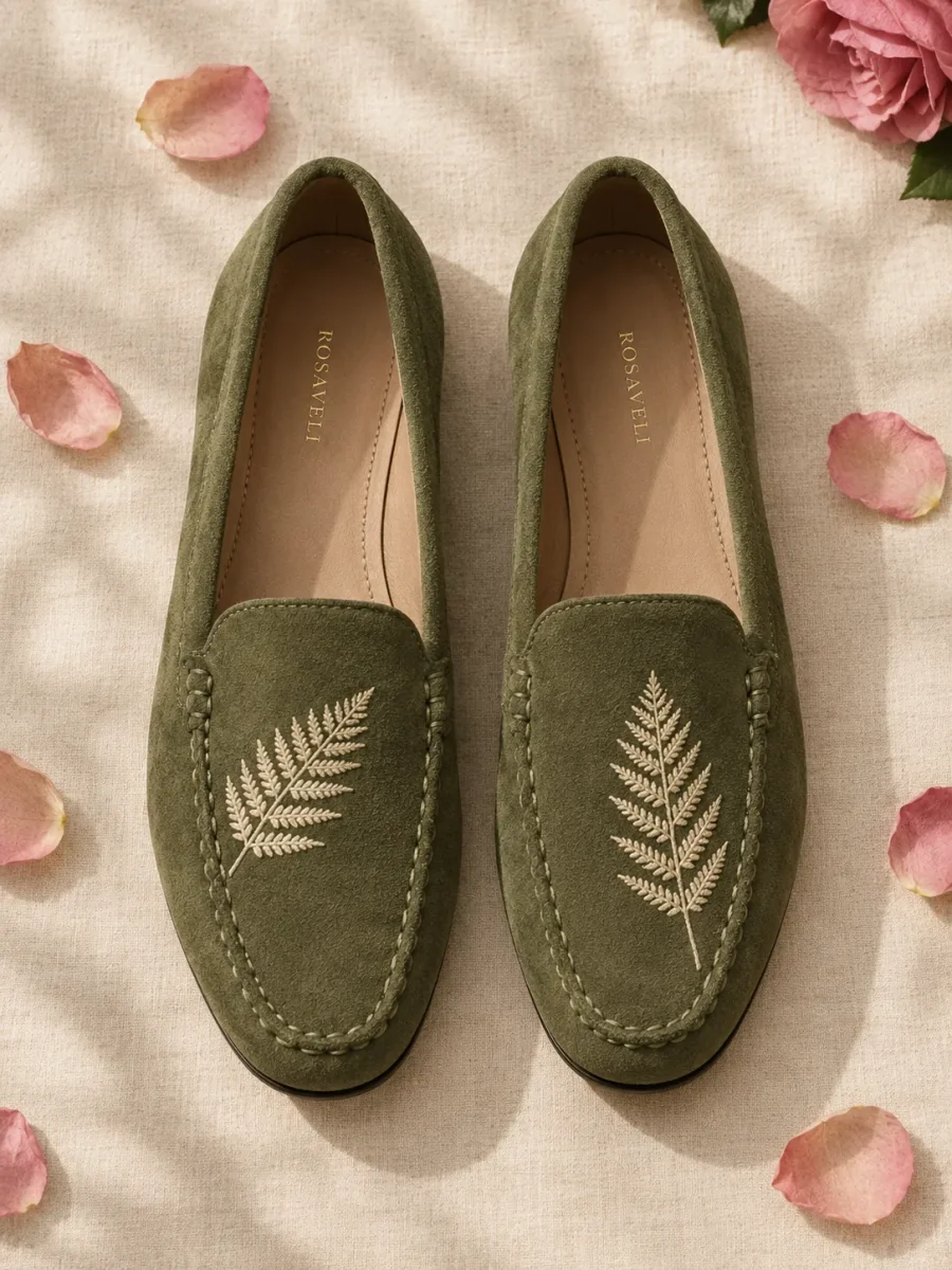 Fern Embroidered Loafer, top view of the insoles