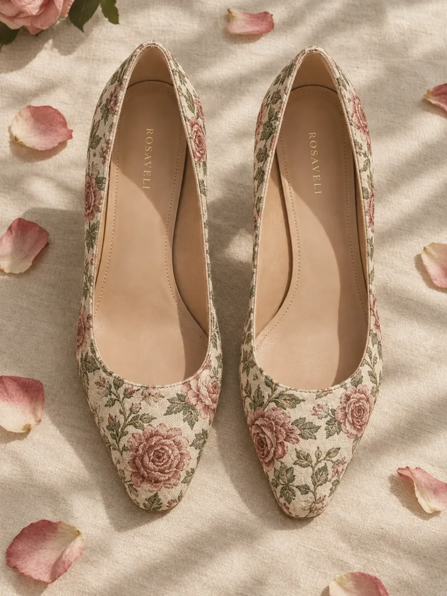 Garden Party Jacquard Pump, top view of the insoles