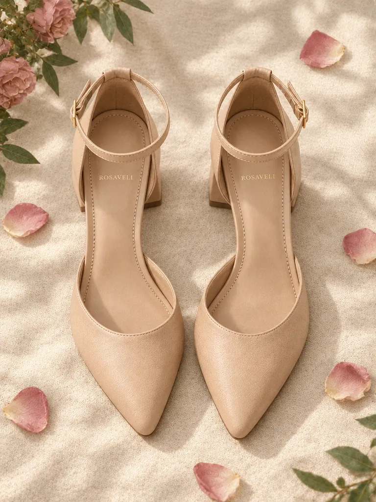 Linden Ankle-Strap Heel, top view of the insoles