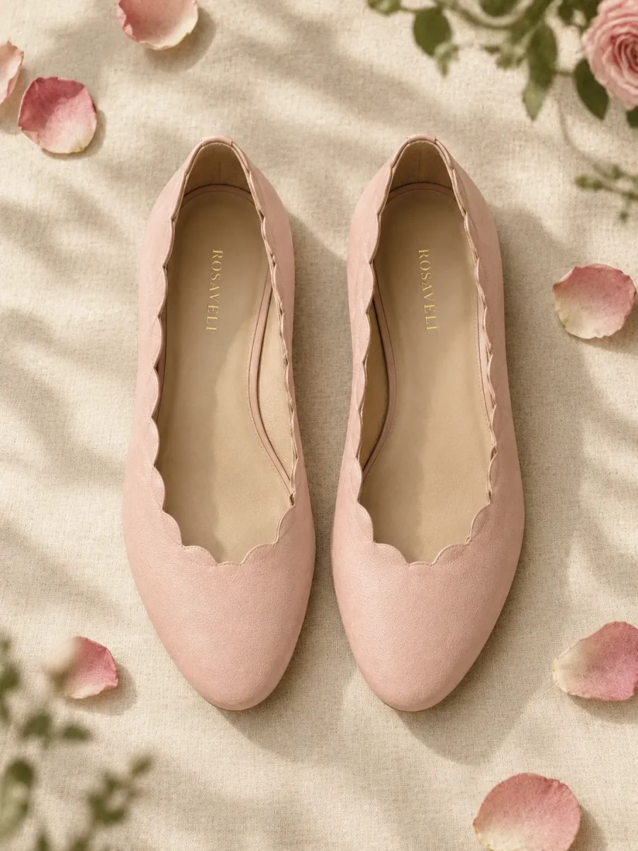 Petal Scallop Ballet Flat, top view of the insoles