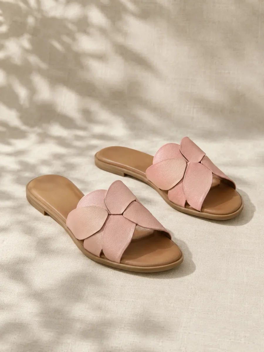 Petal Slide in blush, pair seen from the front