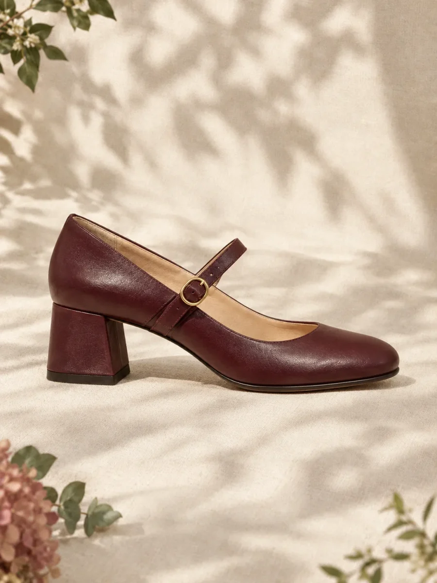 Rosa Block Mary Jane, side view showing the 4.5 cm heel