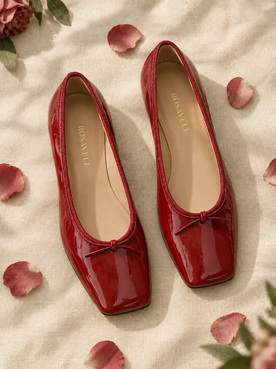 Rosehip Square-Toe Ballerina, top view of the insoles