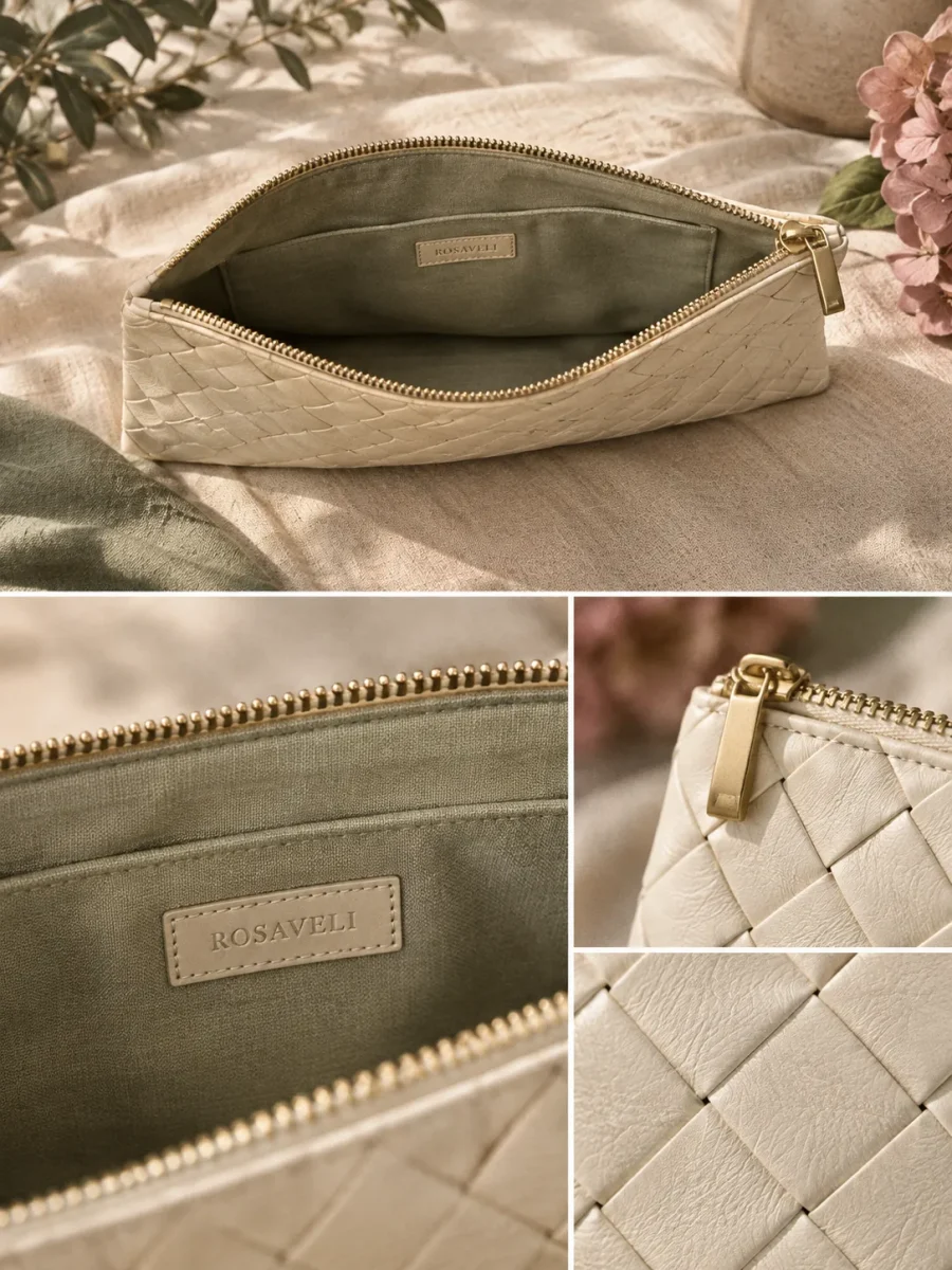 Trellis Woven Clutch, inside detail