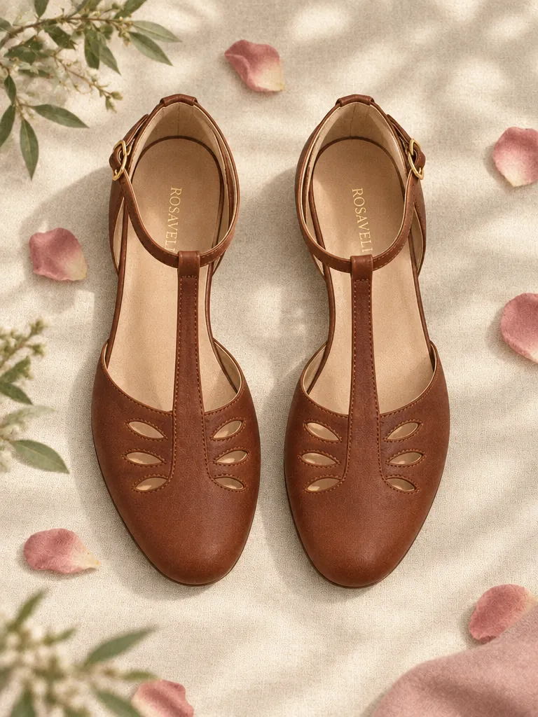 Willow T-Strap Flat, top view of the insoles